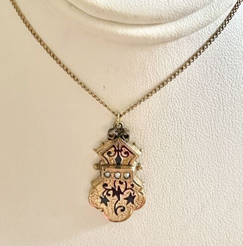 Antique Victorian Taille d’Epergne Mourning Pearls Pendant Necklace