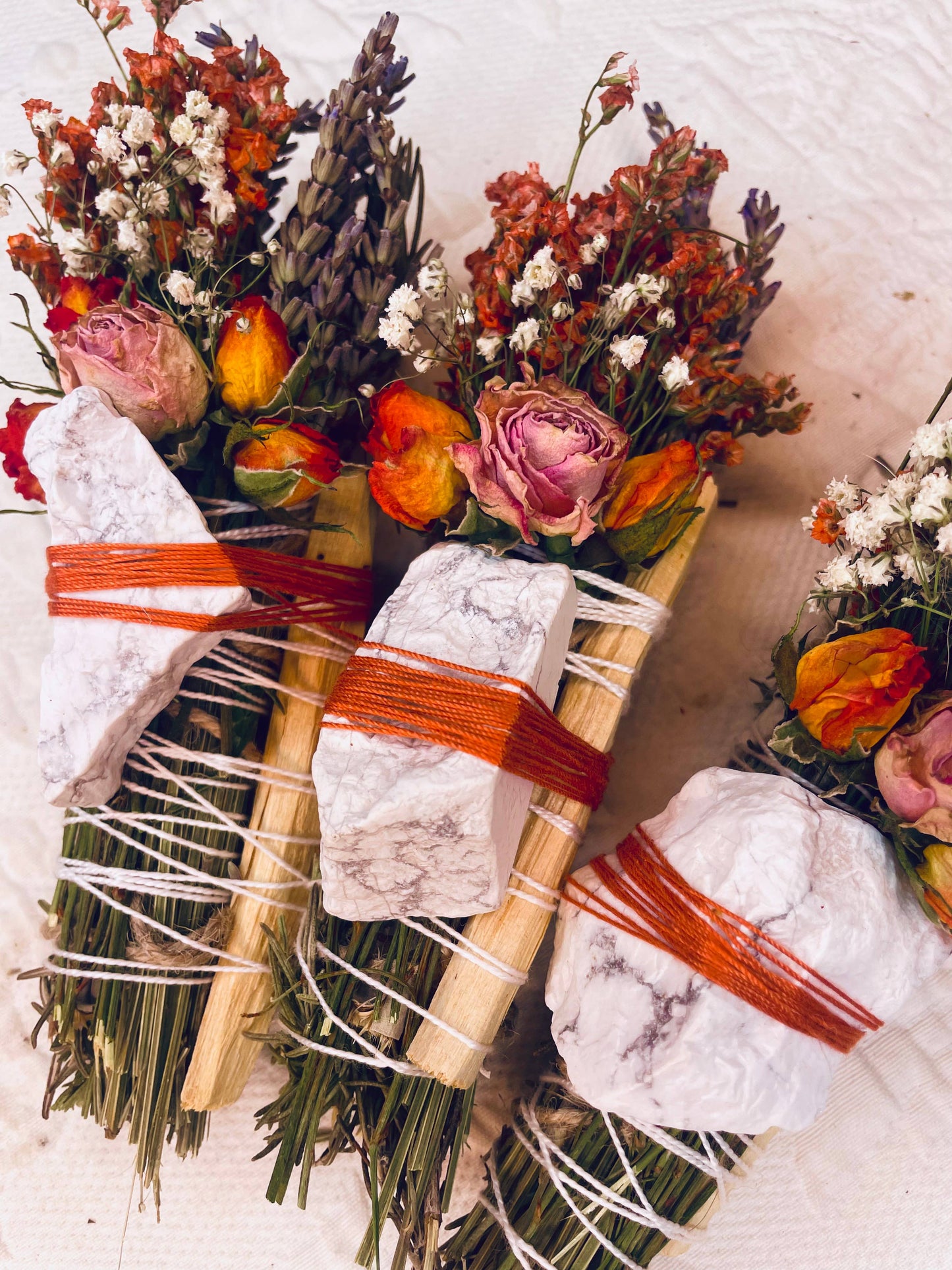 Howlite, Palo Santo, Rosemary, Sage, Lavender Herbal Wand