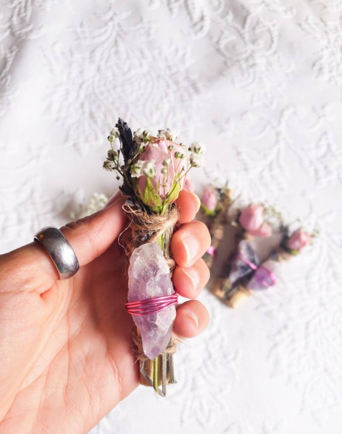 Amethyst, Lavender, Rose, and Palo Santo Herbal Stick