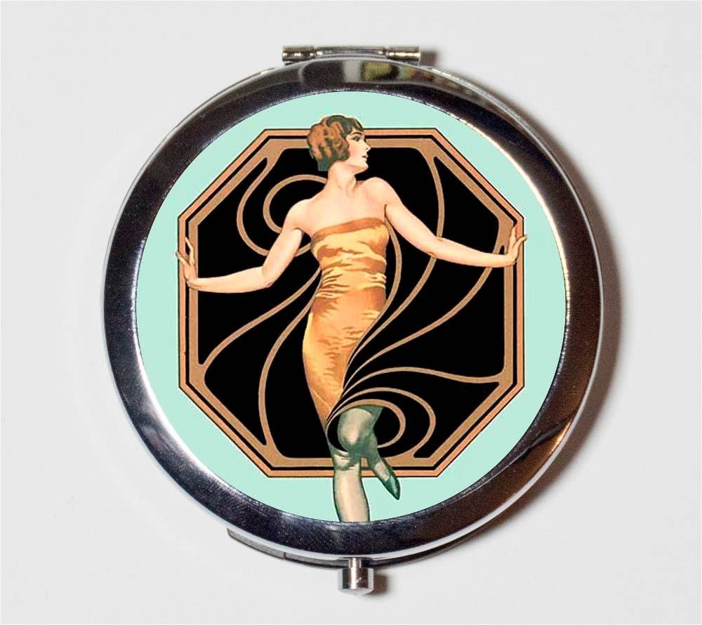 Art Deco Flapper Compact Mirror