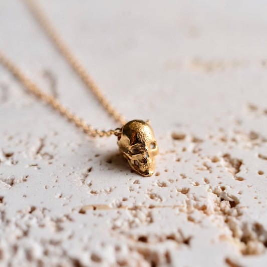 Mini Calavera Necklace: Bronze Pendant